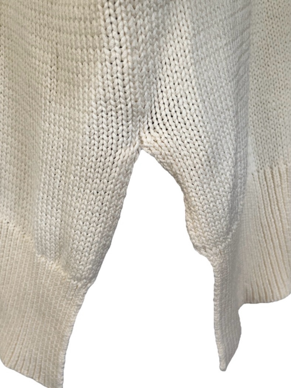 Theory Chunky Slit Mercer Cotton Ecru Sweater Heavy Knit Pullover Side Slits XS - Picture 5 of 10
